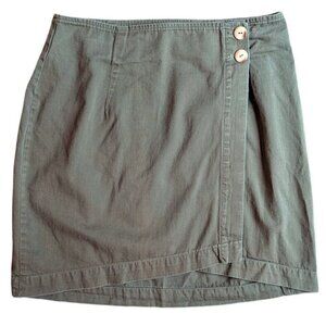 Vintage 90s State Of The Art Wrap Mini Skirt Khaki Green Size 11 Made In USA